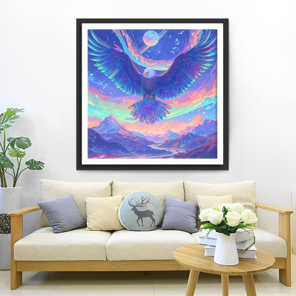 Kleurrijke Lucht en Adelaar Diamond Painting
