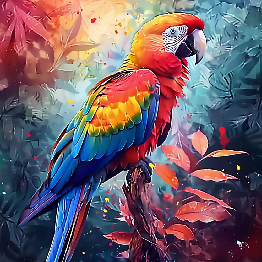 Kleurrijke Papegaai op een Tak Diamond Painting