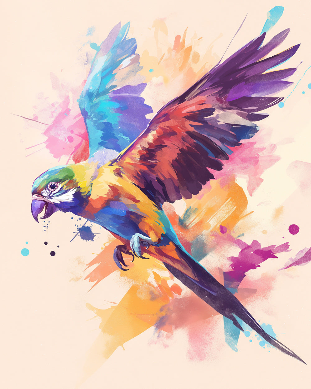 Kleurrijke Papegaai Vliegend Diamond Painting
