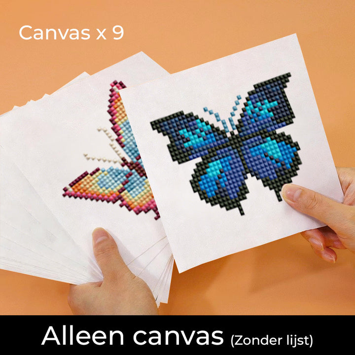 Kleurrijke Vlinders 9 Stuks – Mini Diamond Painting Set