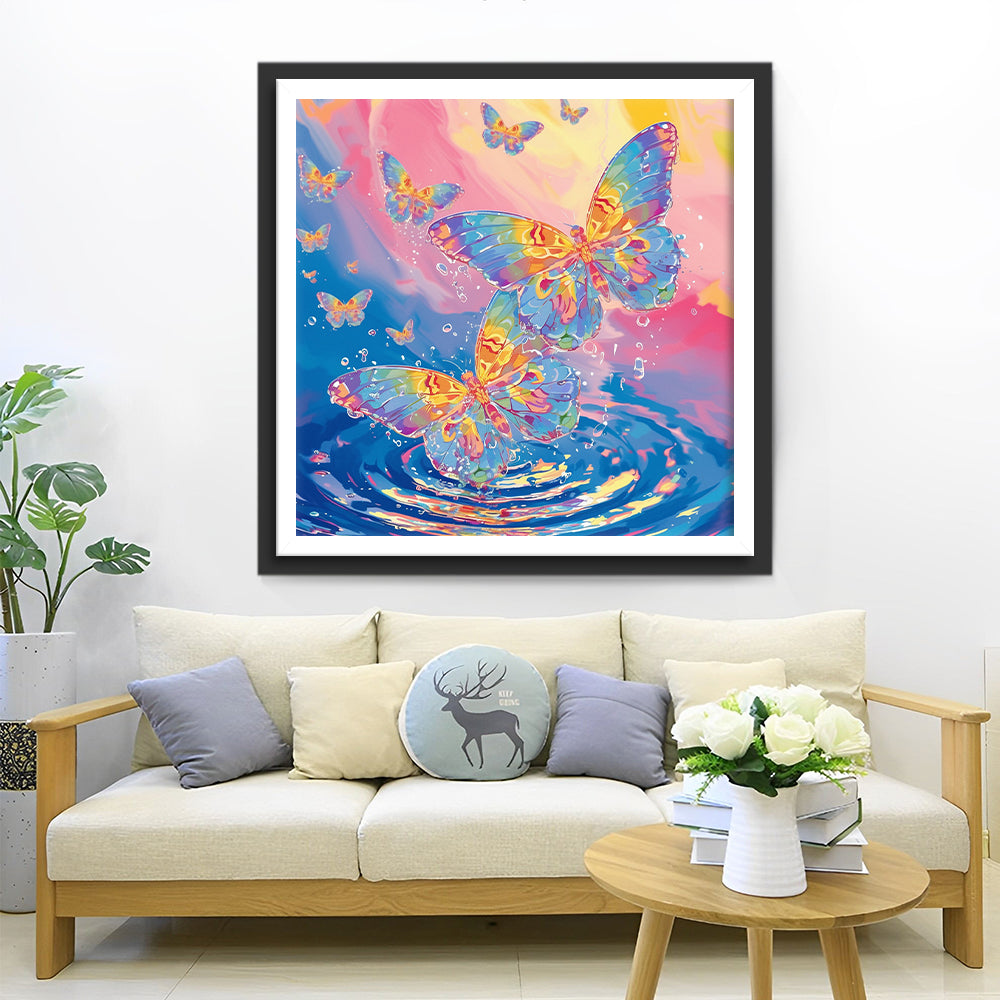 Kleurrijke Vlinders Vliegen uit een Draaikolk in de Zee Diamond Painting