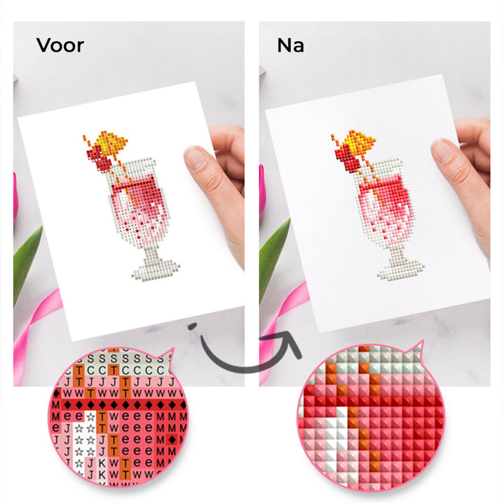 Kleurrijke Zomercocktails 12 Stuks – Mini Diamond Painting Set