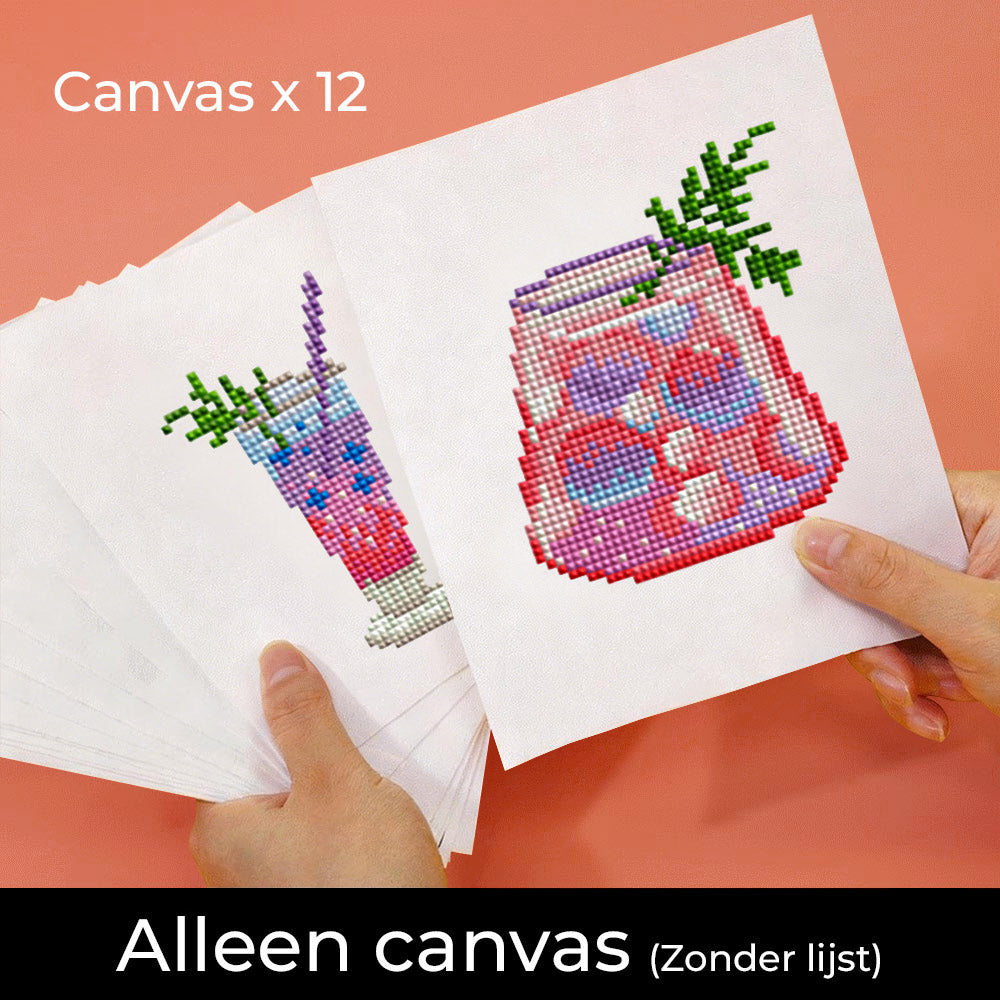 Kleurrijke Zomercocktails 12 Stuks – Mini Diamond Painting Set
