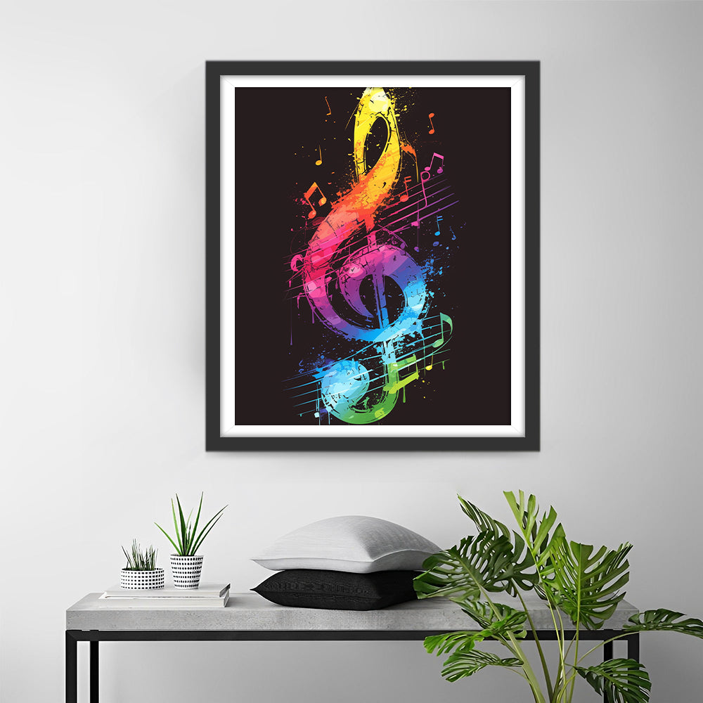Kleurspatten Rond Muzikaal Teken Thema Diamond Painting