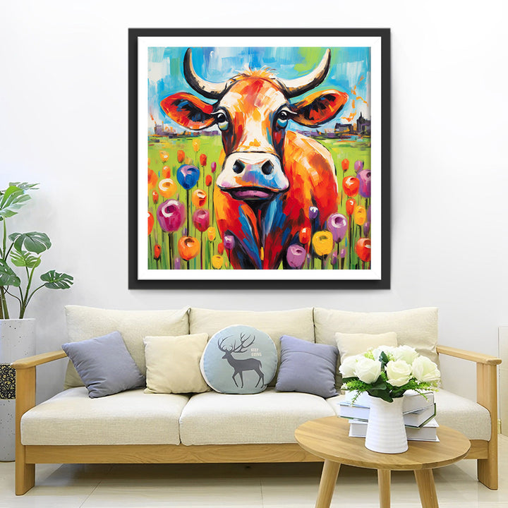 Koe en Tulpen Diamond Painting