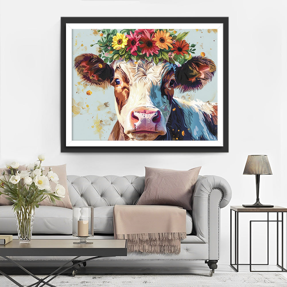 Koe met Krans Diamond Painting