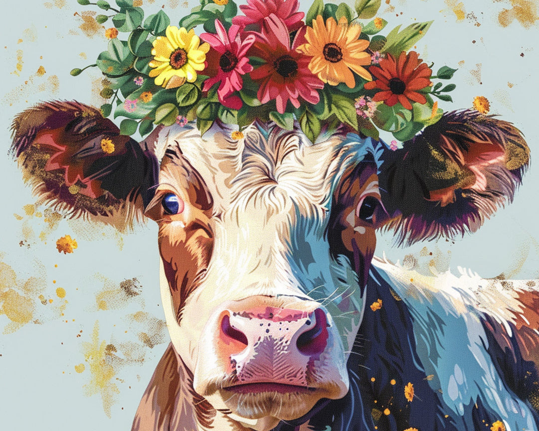 Koe met Krans Diamond Painting