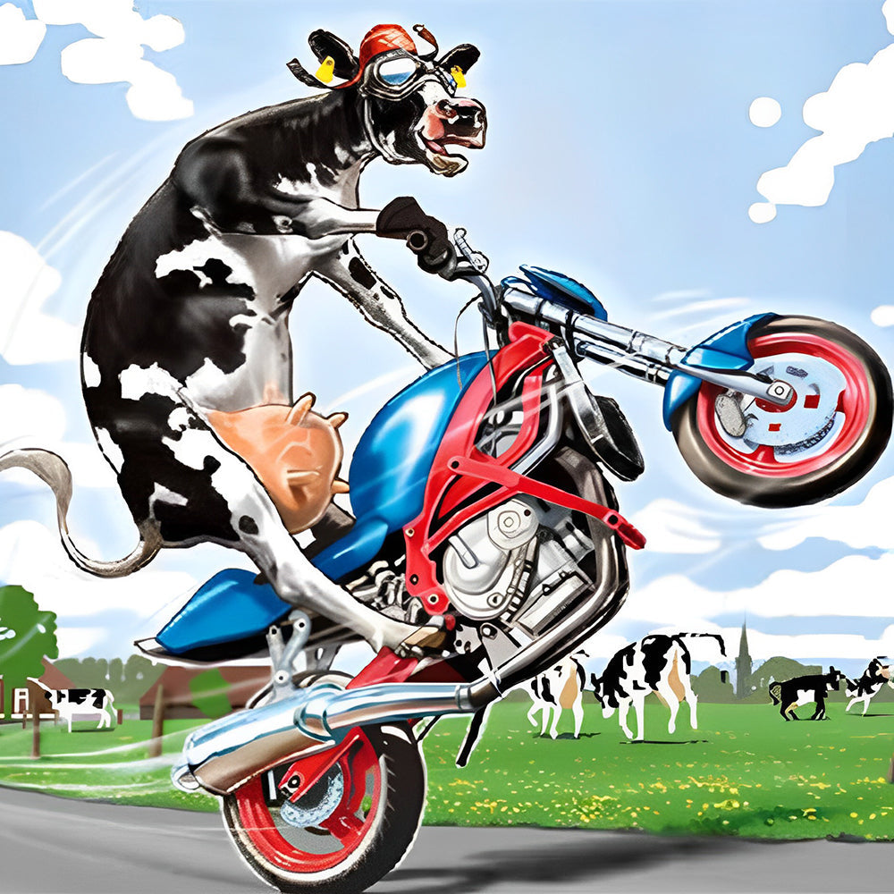 Koe op een Motor Diamond Painting