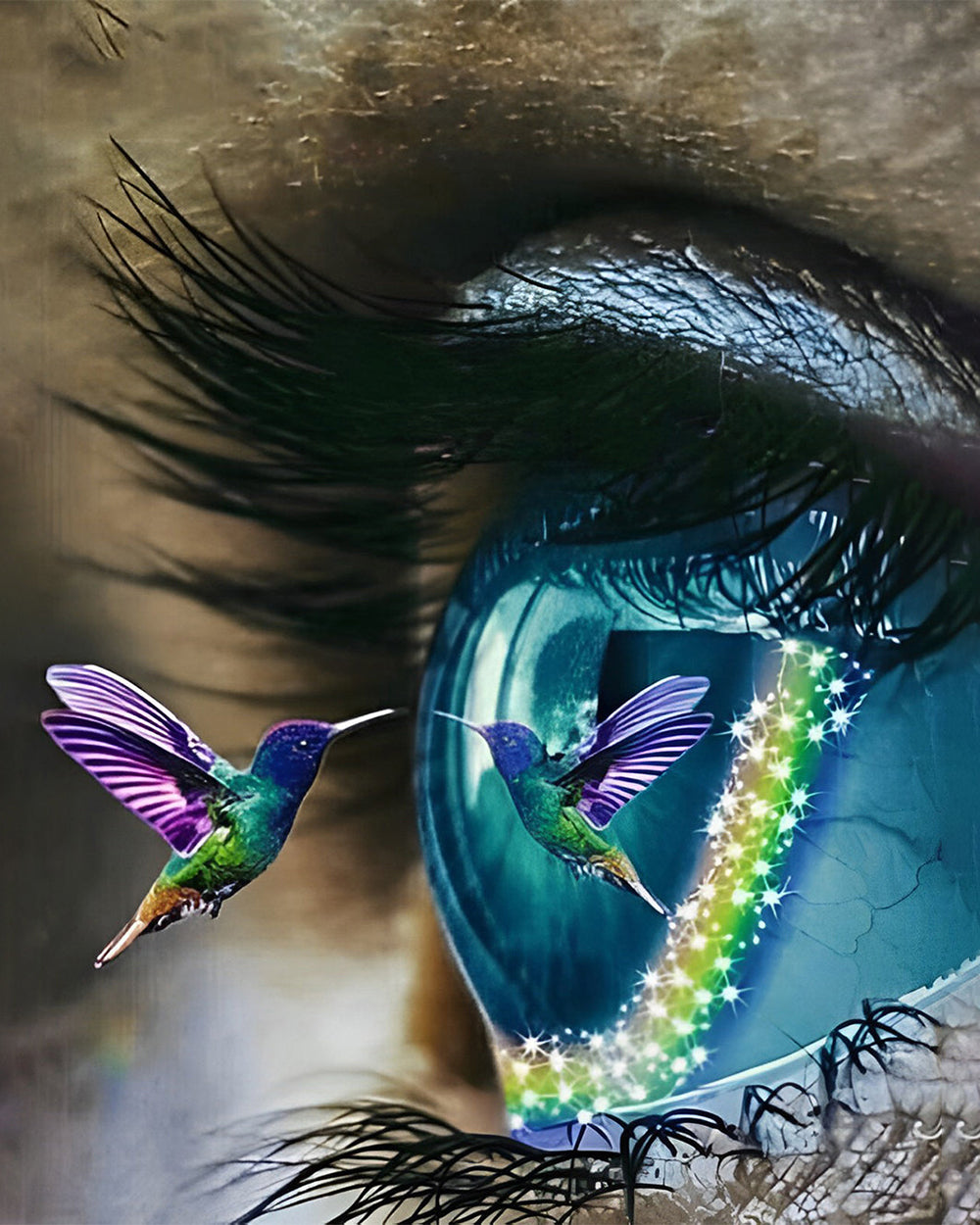 Kolibrie en Groene Oog Diamond Painting