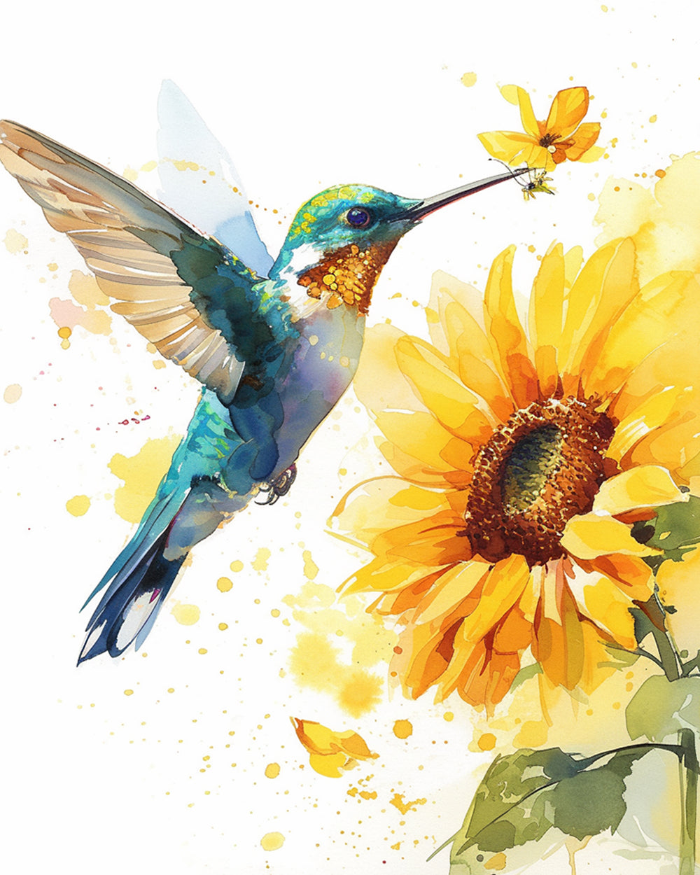 Kolibrie en Zonnebloem Diamond Painting