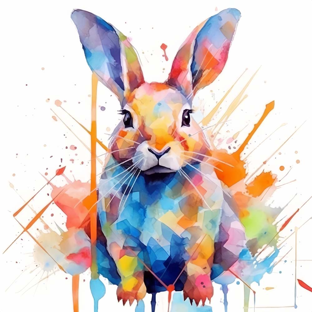 Konijn in Aquarelstijl Diamond Painting