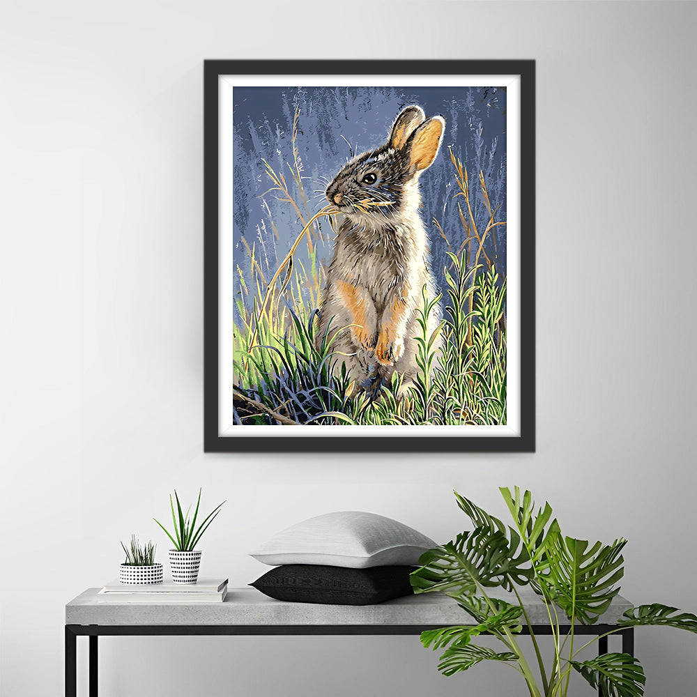 Konijn in het Gras Diamond Painting