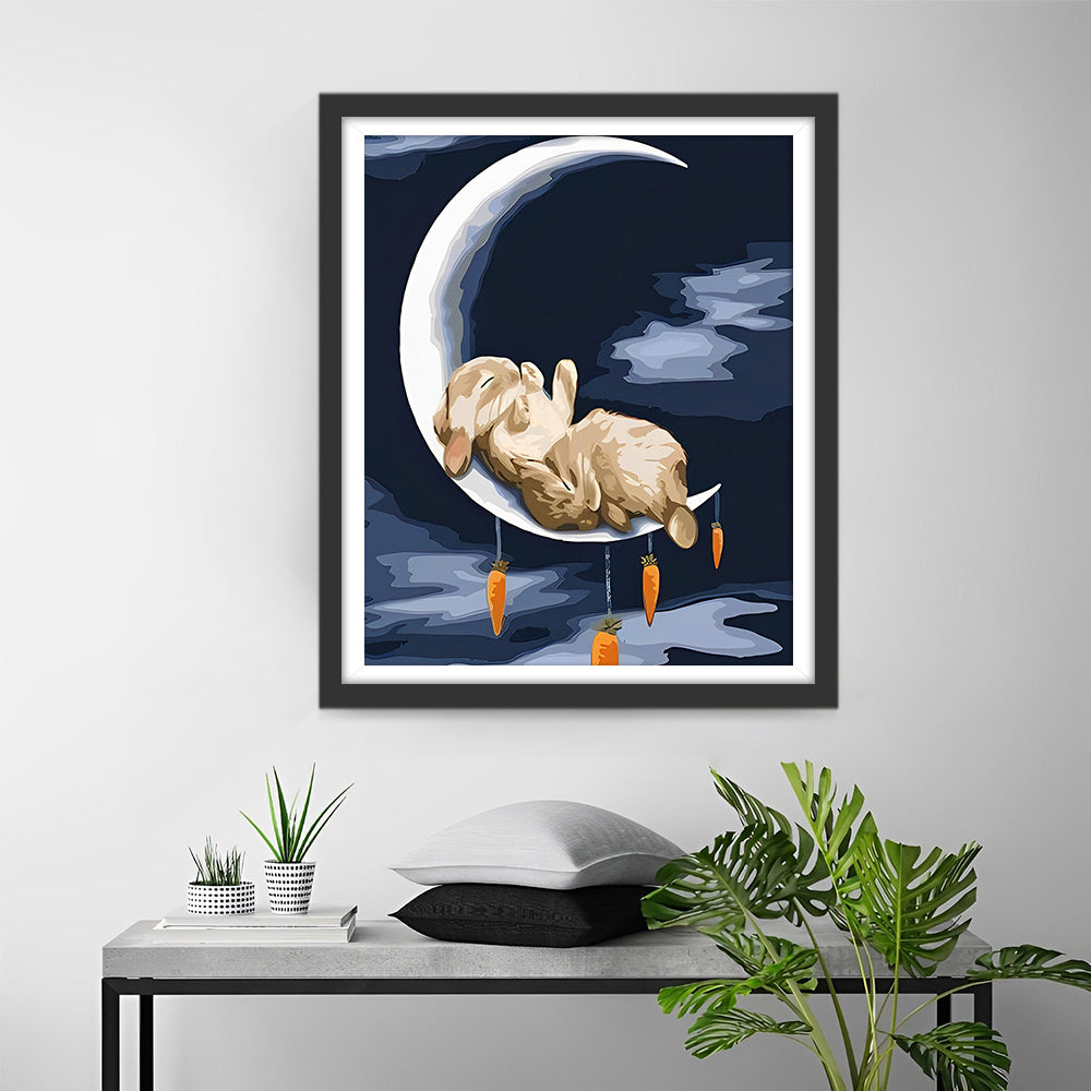 Konijn op de Maan Diamond Painting