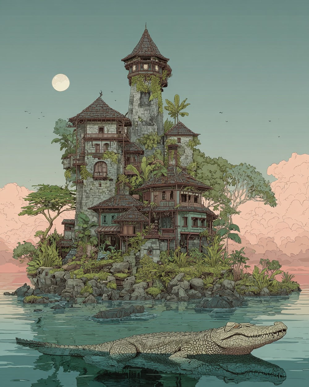 Krokodil Kasteel Diamond Painting