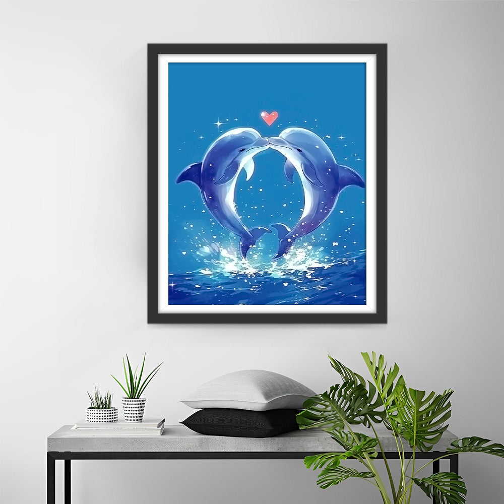 Kussend Dolfijnpaar Diamond Painting