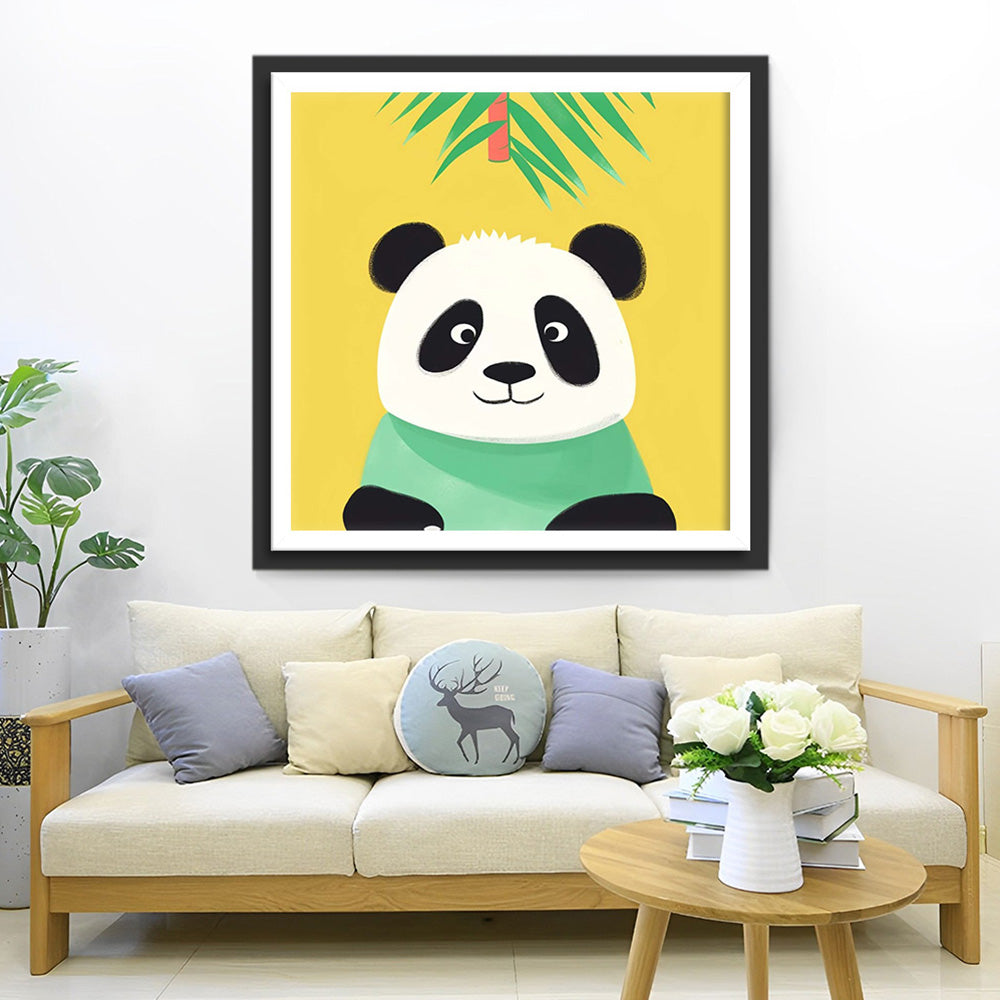 Lachende Cartoon Panda Diamond Painting