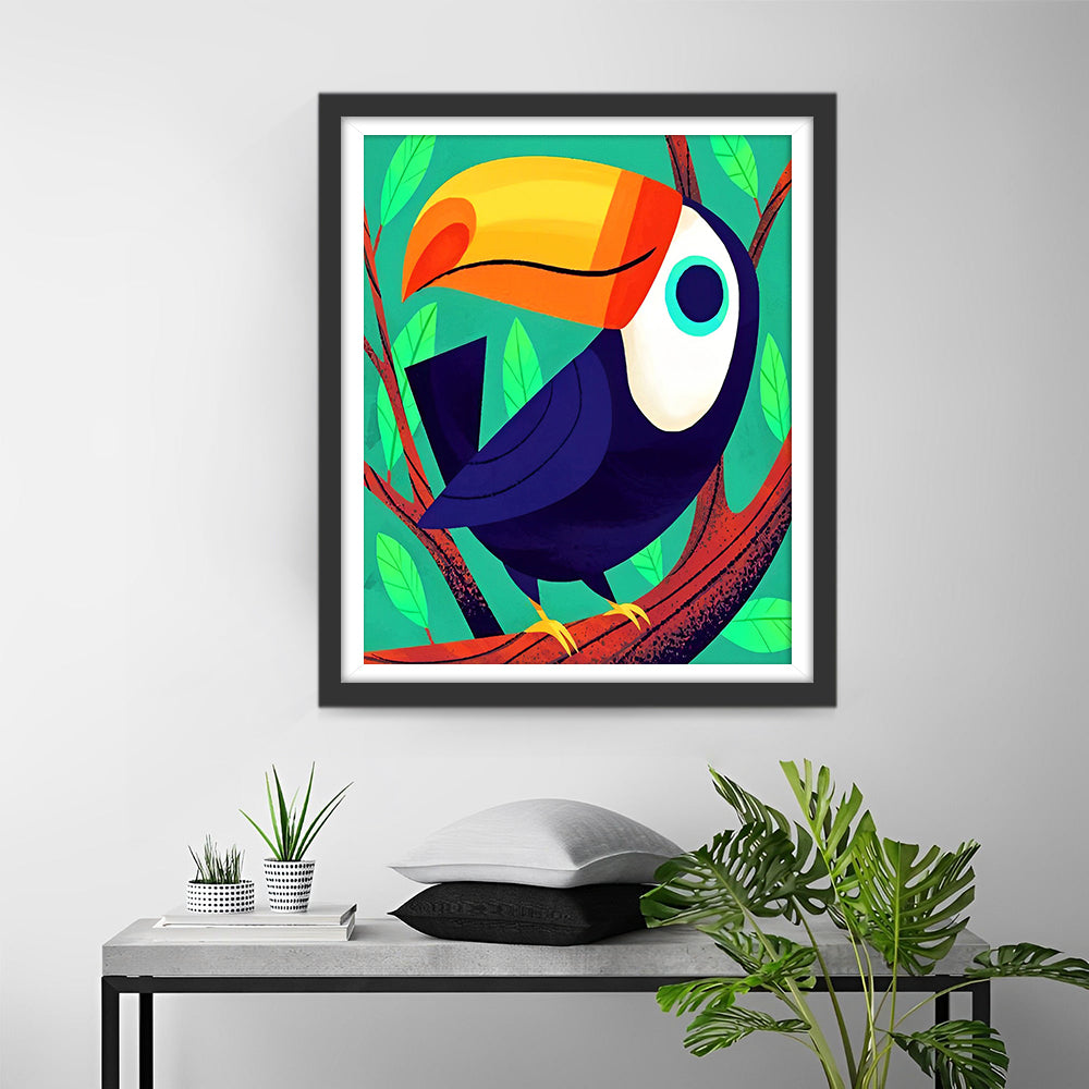 Lachende Cartoon Toekan Diamond Painting