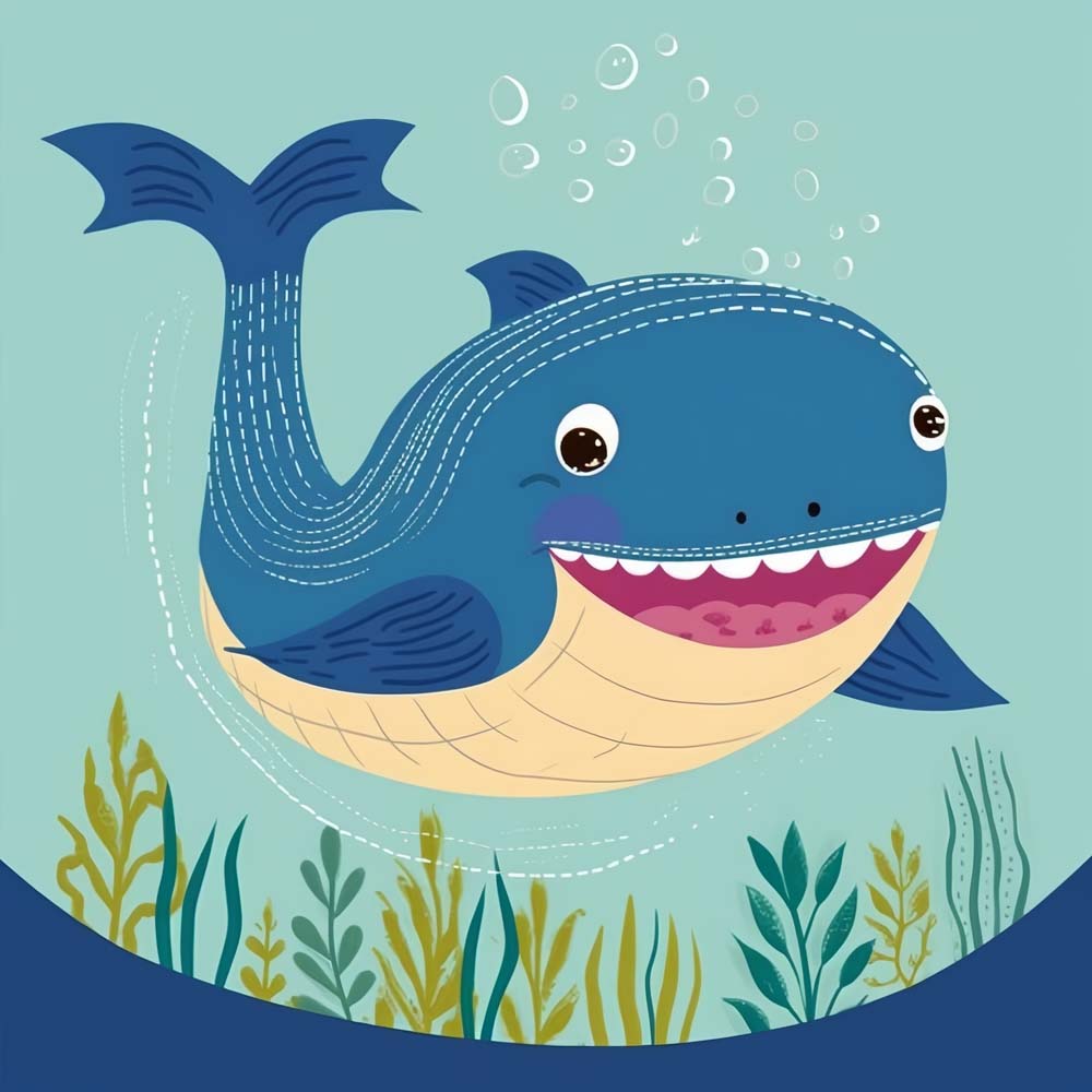 Lachende Cartoon Walvis Diamond Painting