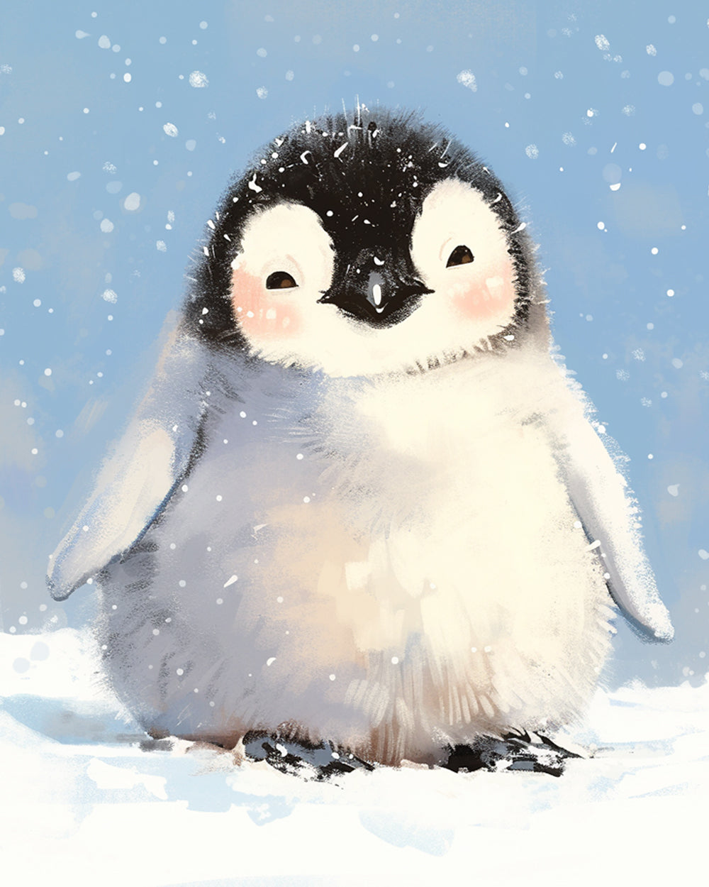 Lachende Pinguïn in de Sneeuw Diamond Painting