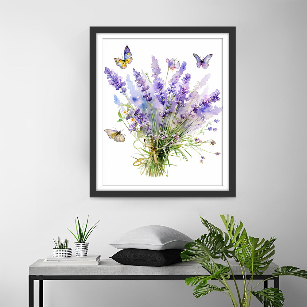 Lavendelbloemen met Vlinders Diamond Painting
