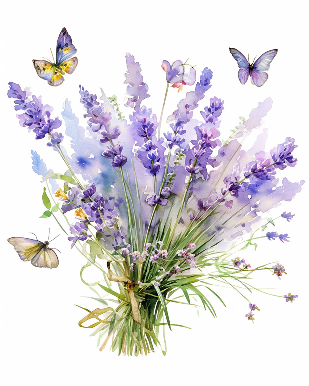 Lavendelbloemen met Vlinders Diamond Painting