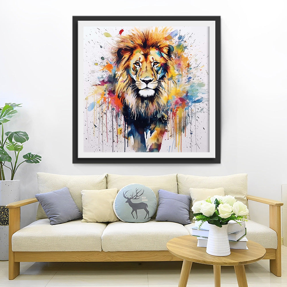 Leeuw in Aquarelstijl Diamond Painting