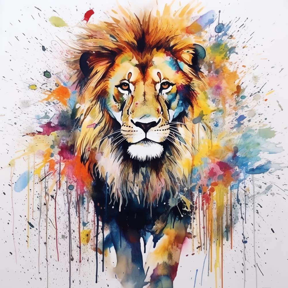 Leeuw in Aquarelstijl Diamond Painting