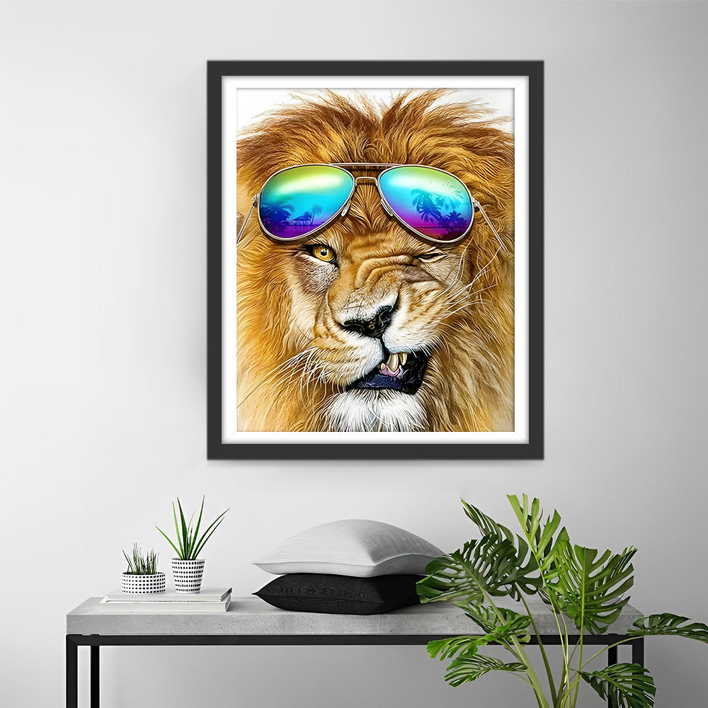 Leeuw met Zonnebril Diamond Painting