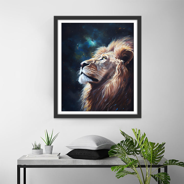 Leeuw onder de Nachtelijke Hemel Diamond Painting
