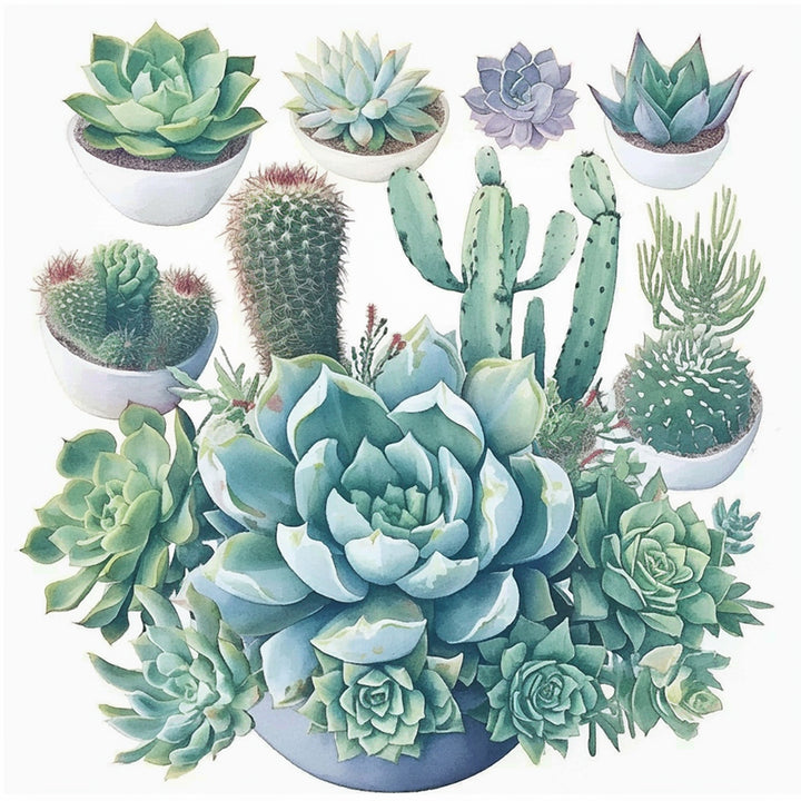 Levendige Succulenten in Potjes Diamond Painting