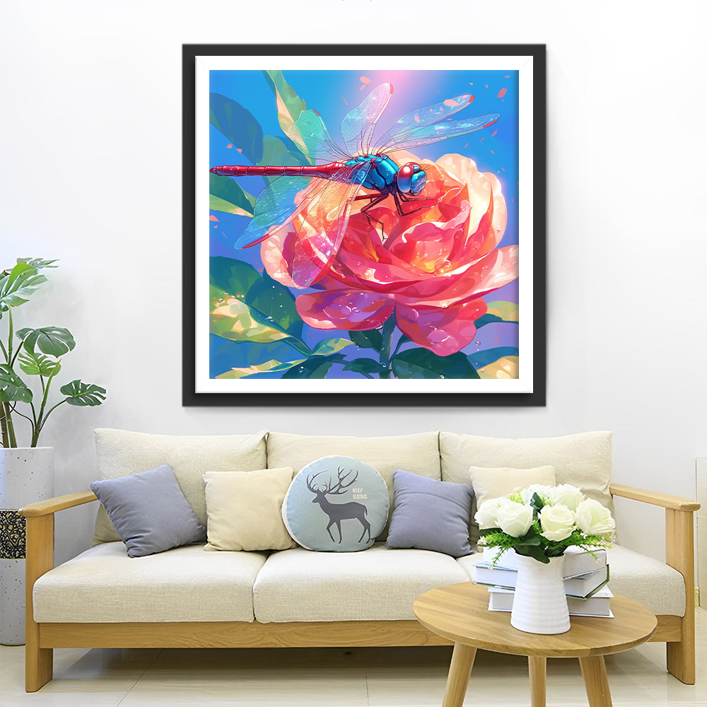 Libel op een Rode Roos Diamond Painting
