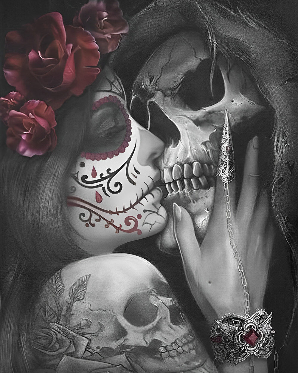 Liefde Tussen Skeletten Diamond Painting