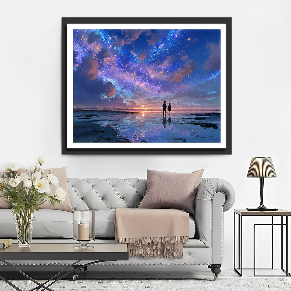 Liefhebbers Onder de Aurora en Sterrenhemel Diamond Painting