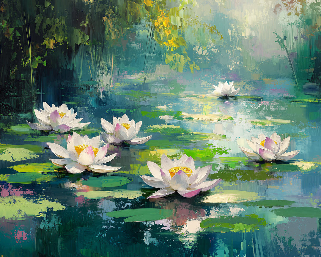 Lotus in de Zomer Vijver Diamond Painting