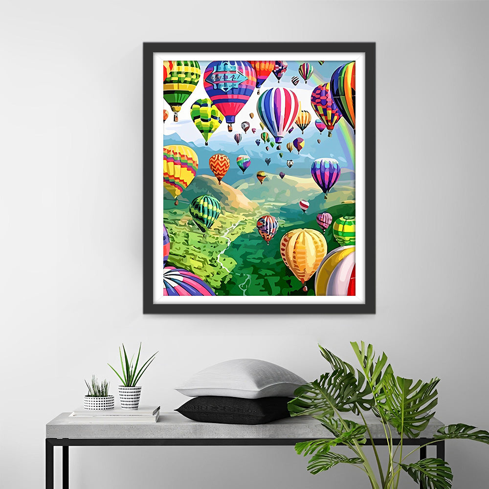 Luchtballonnen Boven Bergen Diamond Painting