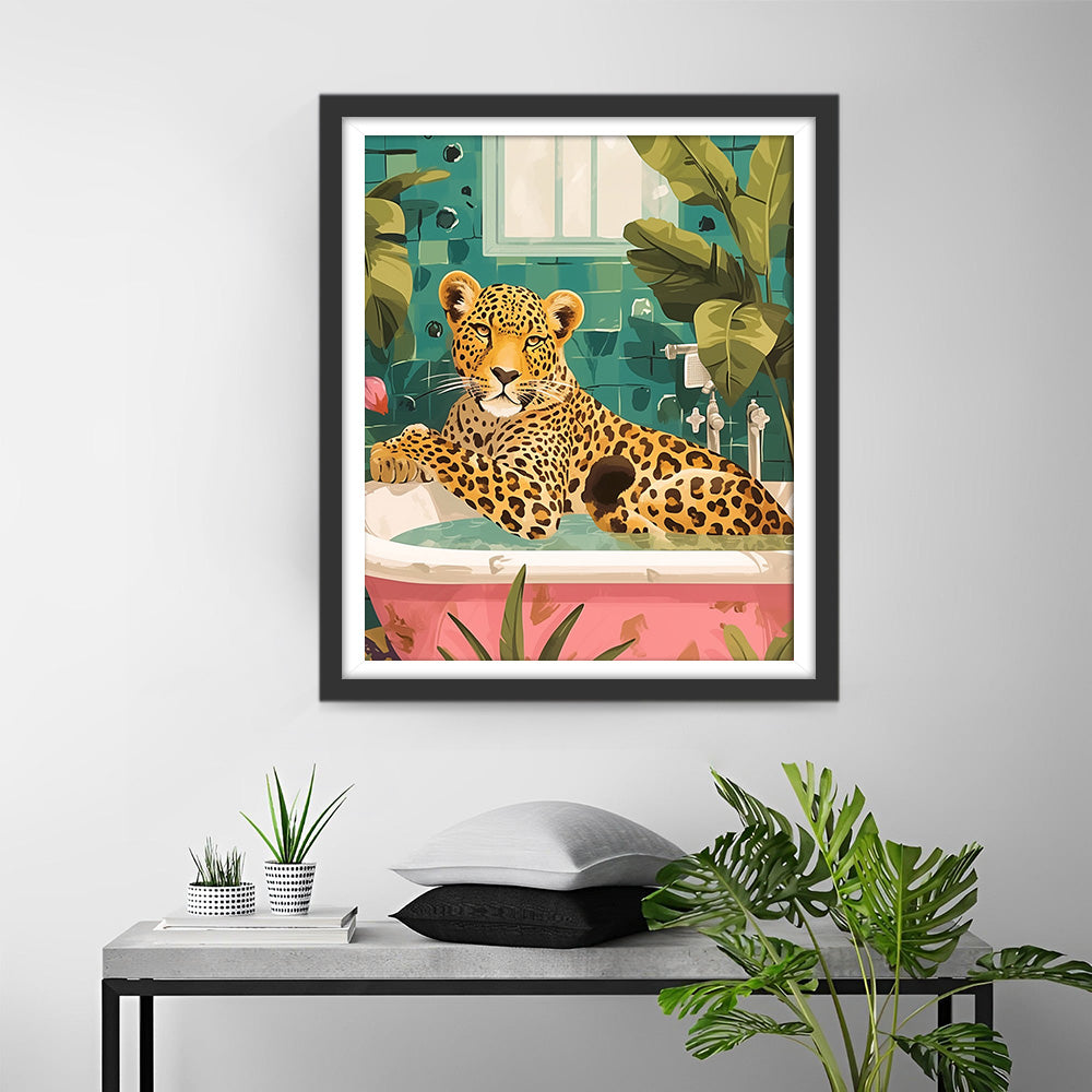 Luipaard in het Bad Diamond Painting
