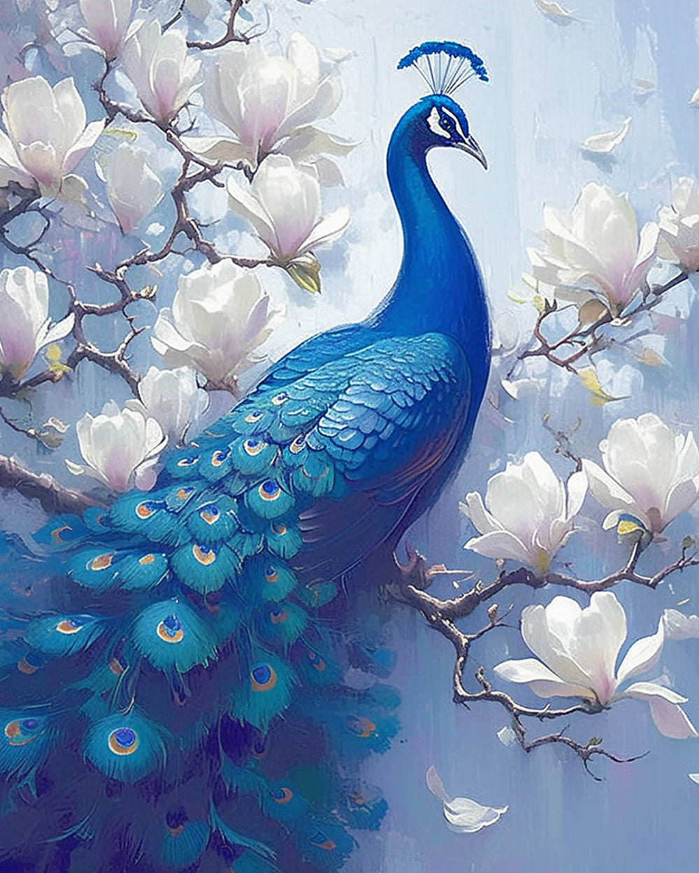 Magnolia's en Pauwen Diamond Painting
