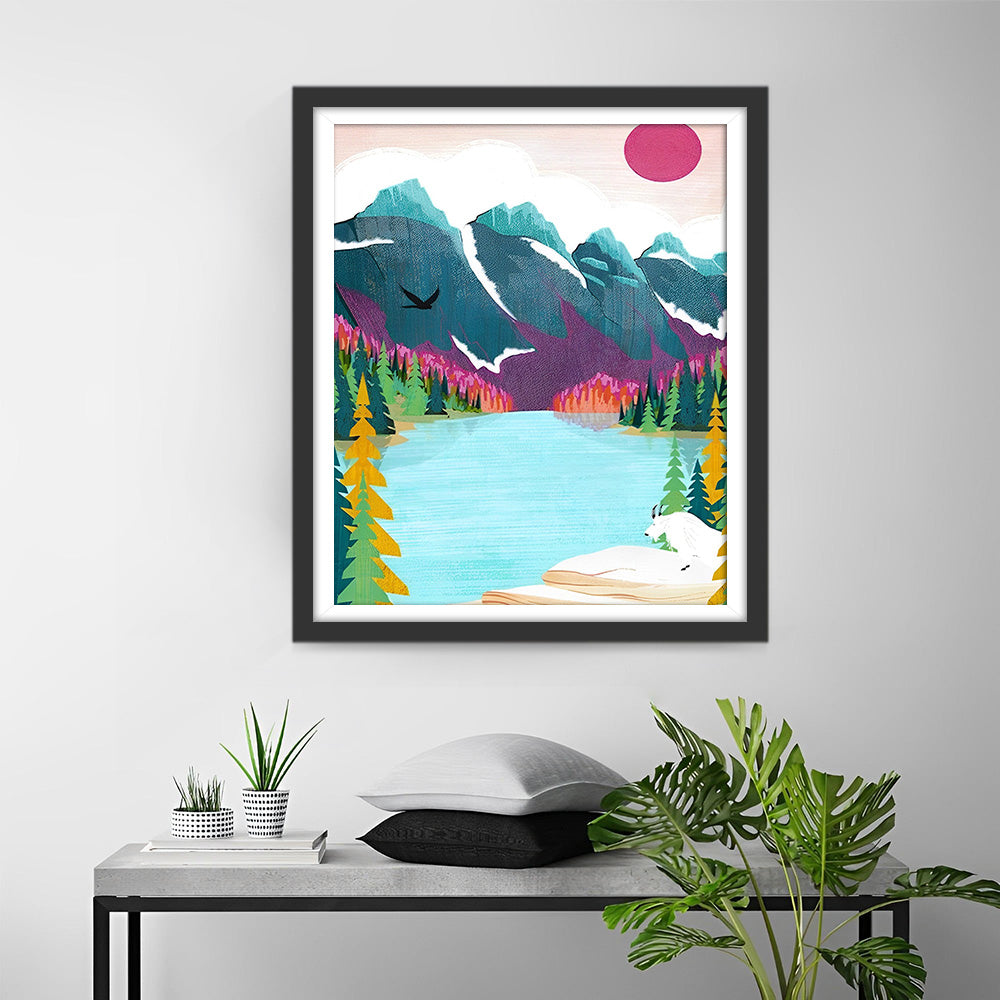 Meer in de Bergen Diamond Painting