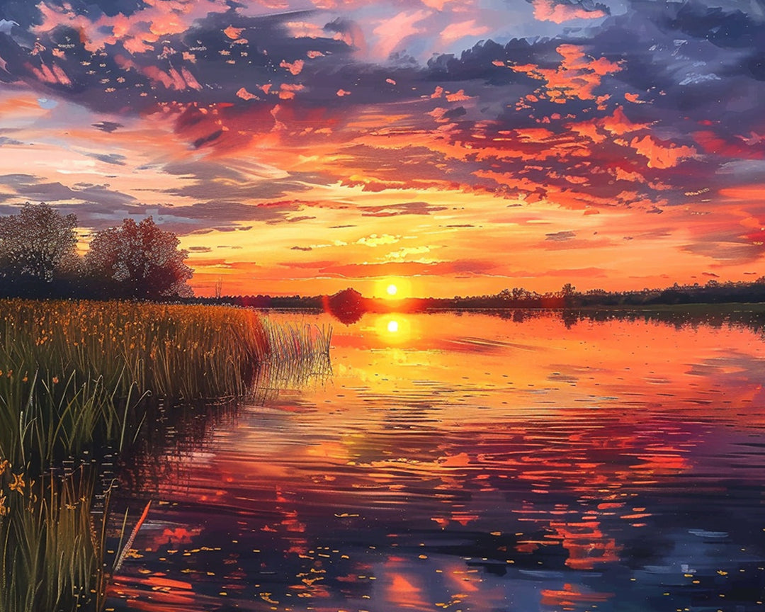 Meer onder Zonsondergang Diamond Painting