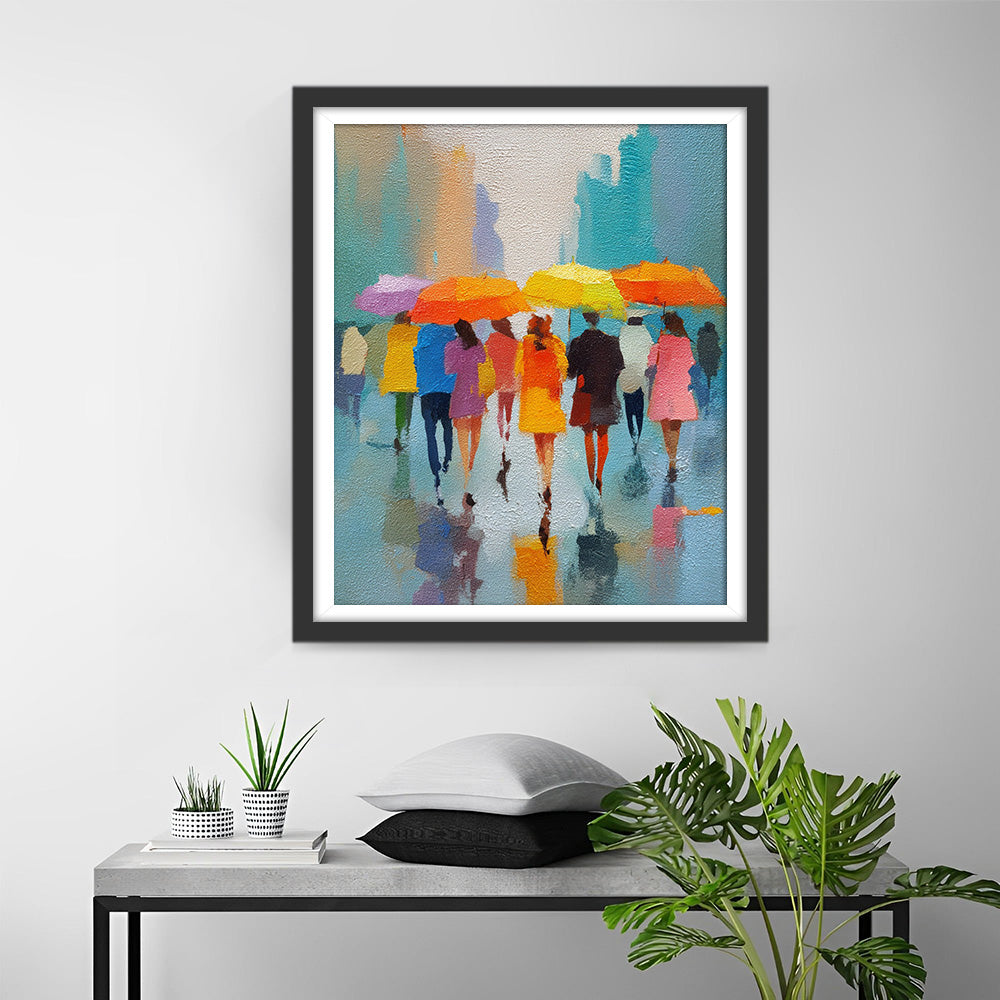 Menigte met Paraplu's Diamond Painting