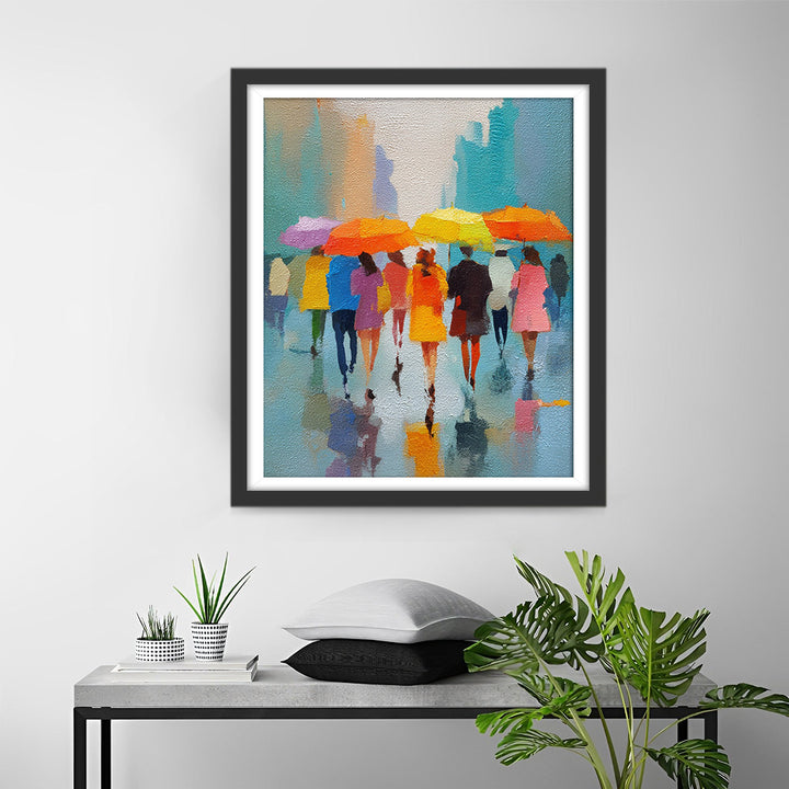 Menigte met Paraplu's Diamond Painting