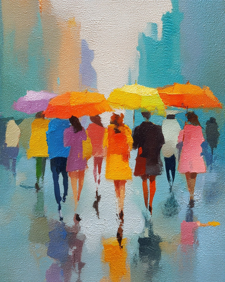 Menigte met Paraplu's Diamond Painting