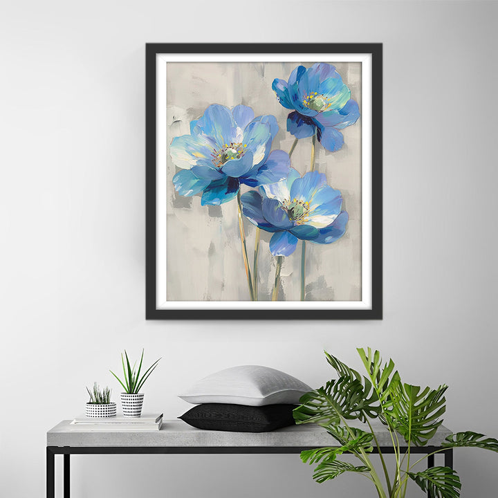 Mooie Blauwe Bloemen Diamond Painting