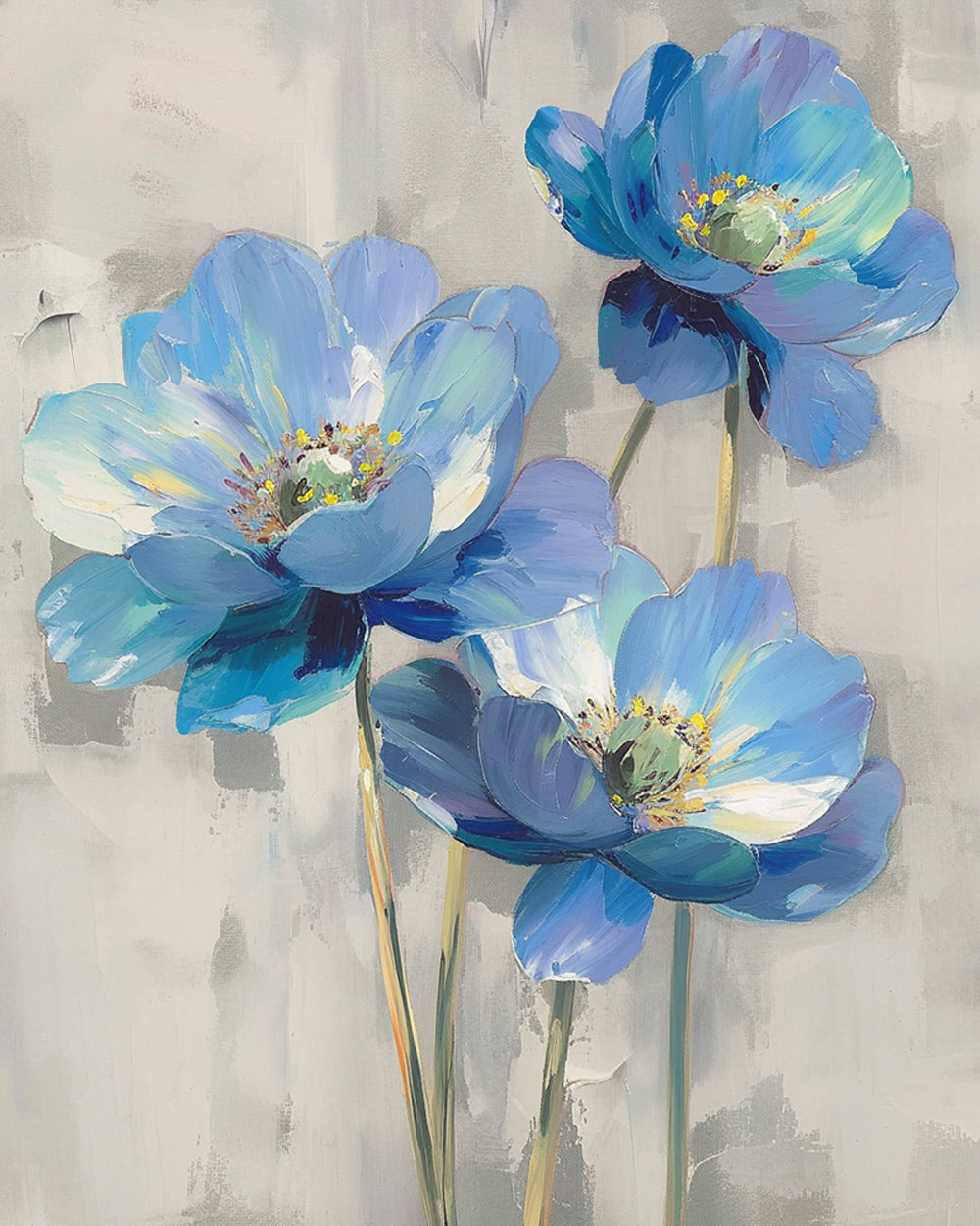 Mooie Blauwe Bloemen Diamond Painting
