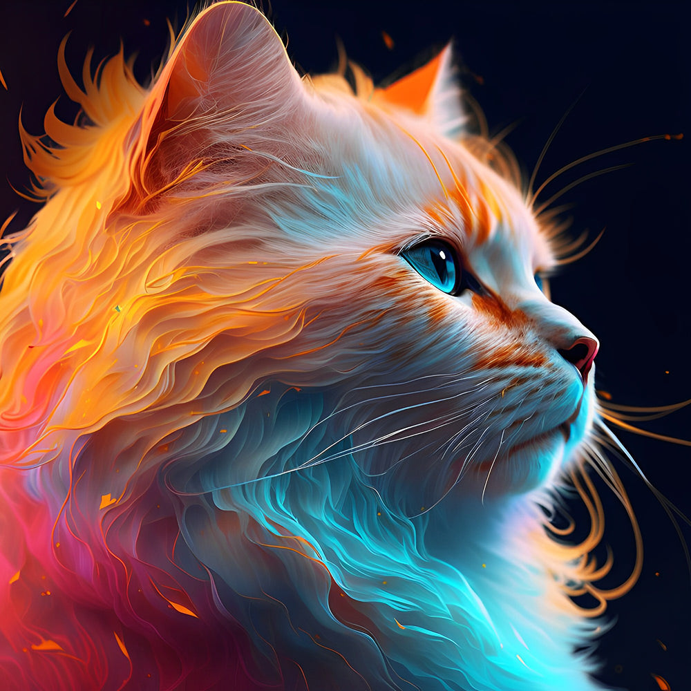 Mooie IJs en Vuur Kat Diamond Painting