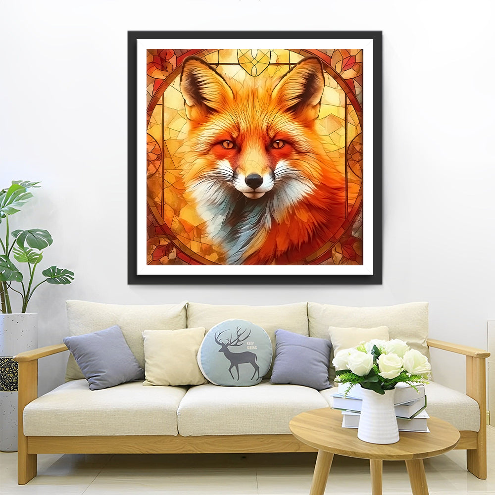 Mooie Witte en Oranje Vos Diamond Painting