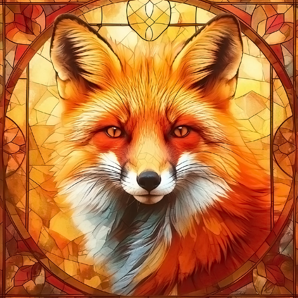 Mooie Witte en Oranje Vos Diamond Painting
