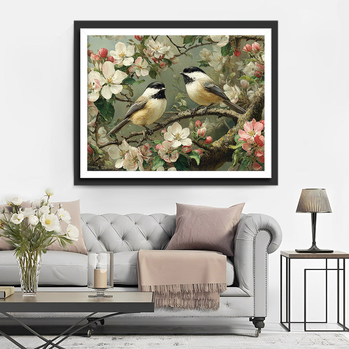 Mussen op de Magnolia Boom Diamond Painting