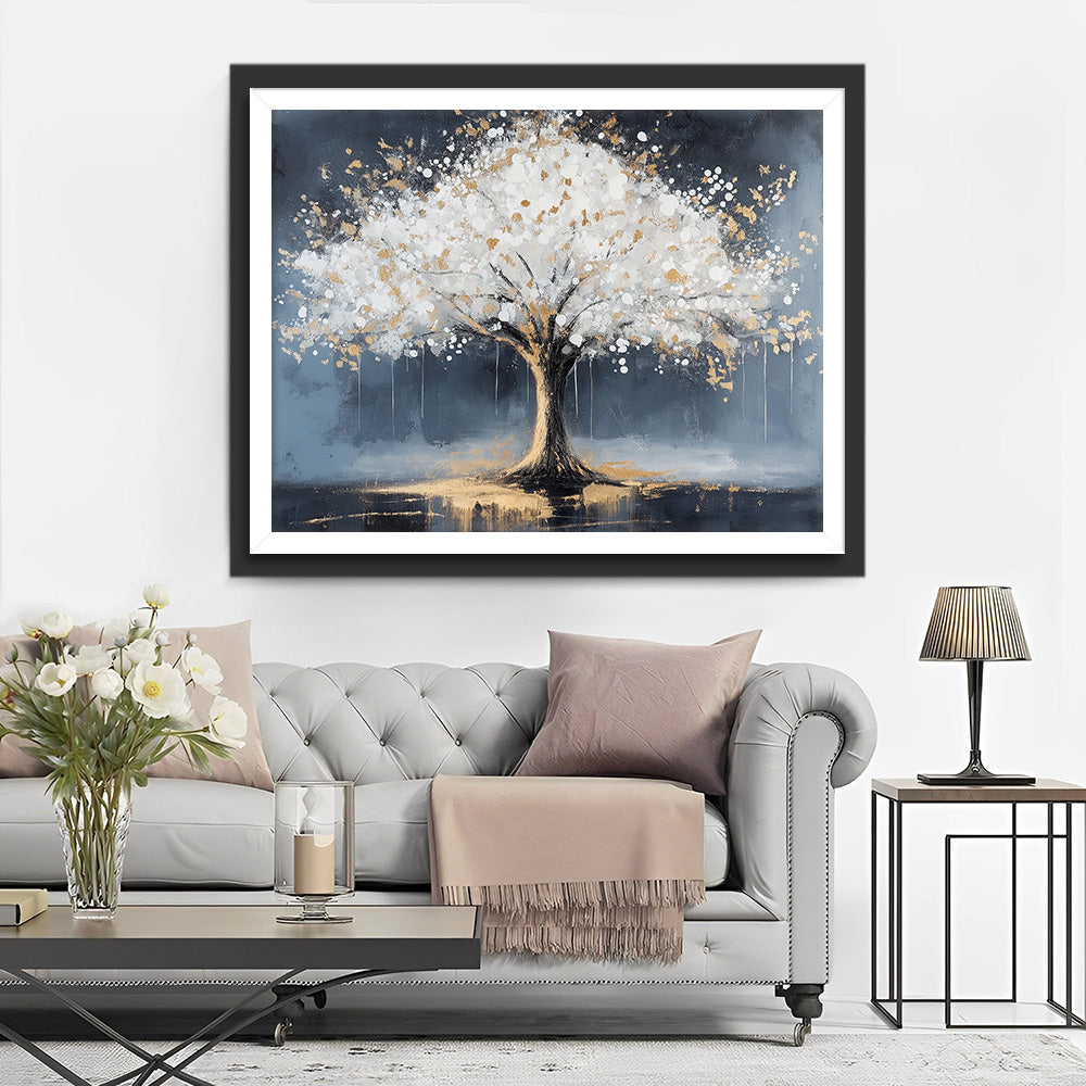 Mystieke Wit-Gouden Boom Diamond Painting