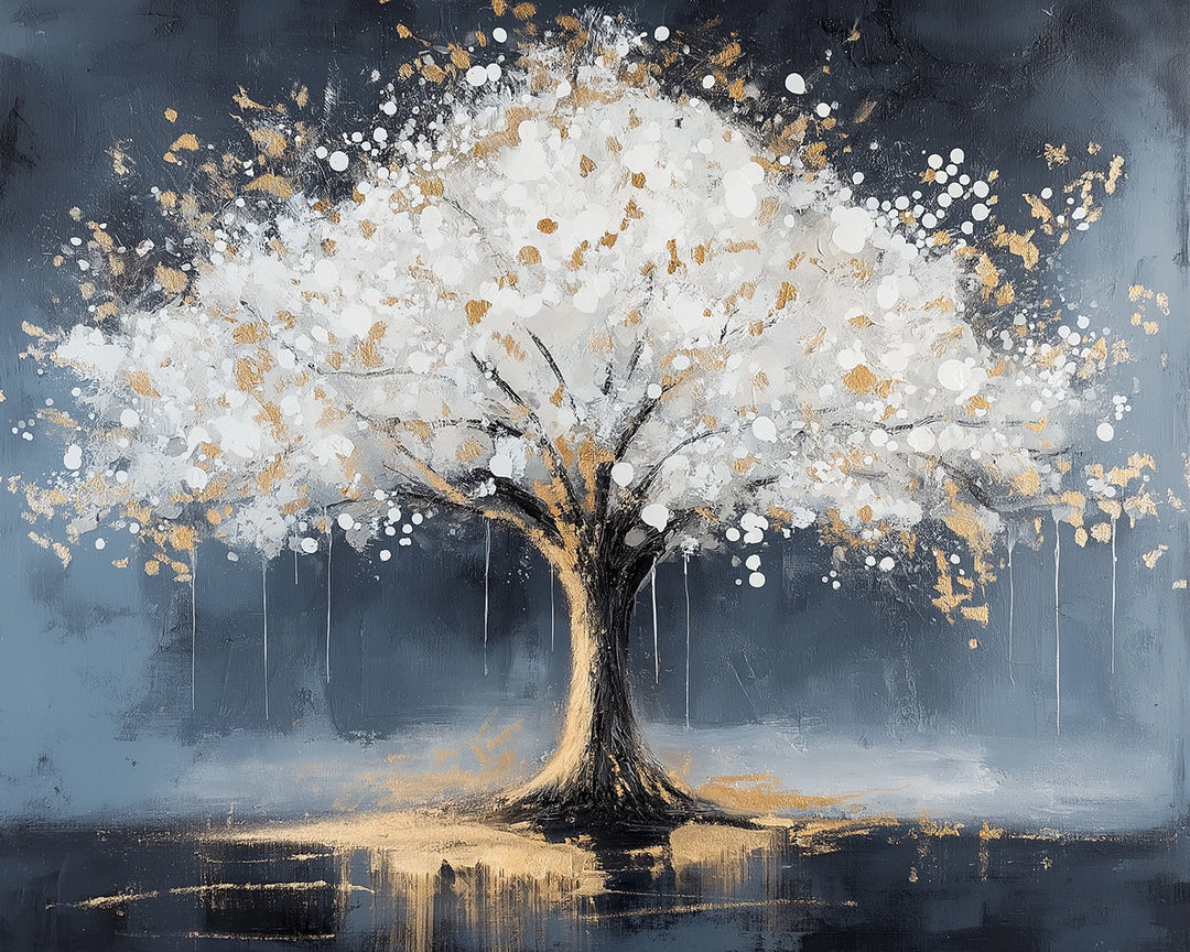 Mystieke Wit-Gouden Boom Diamond Painting